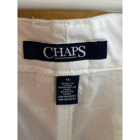 Chaps Womens White Linen Blend Cropped Pants Size 16 With Back Pockets - Picture 3 of 3